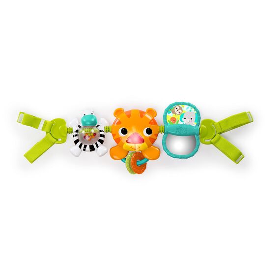 Bright Starts, 9005 Tiger Kinderwagenkette mit Lichtern, 4 Melodien, Spiegel und mehr, leicht anzubringen