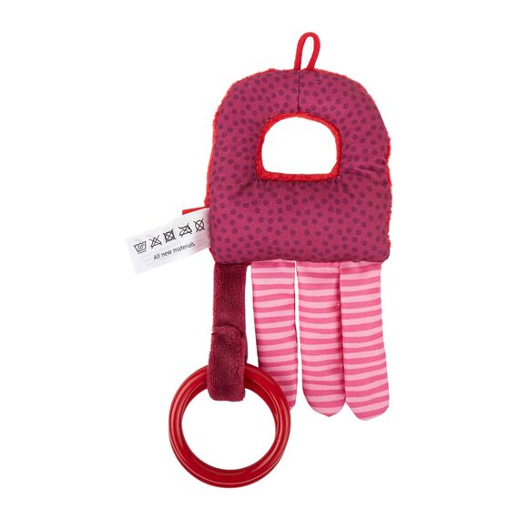 Sigikid Greifling Oktopus, RedStars Babyspielzeug mit Rassel und Ringen: greifen, entdecken, spielen, für Babys ab Geburt, Art.-Nr. 42920, rosa-rot, 18x8x2 cm