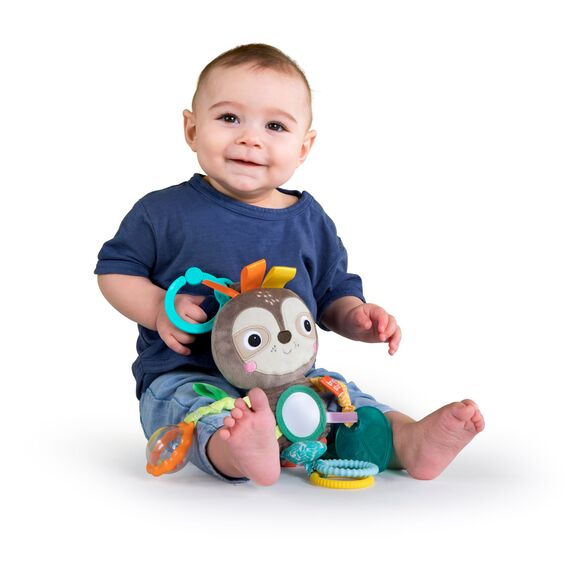 Bright Starts, Spielzeug für Den Kinderwagen, faultier - mit Rassel, Spiegel und Taggie Schlaufen