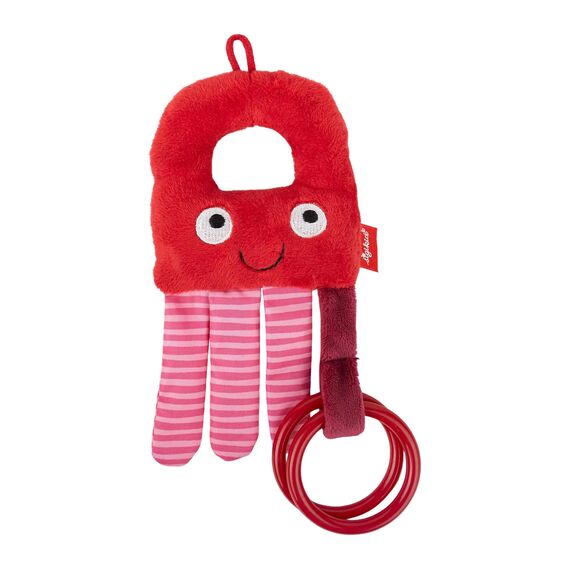 Sigikid Greifling Oktopus, RedStars Babyspielzeug mit Rassel und Ringen: greifen, entdecken, spielen, für Babys ab Geburt, Art.-Nr. 42920, rosa-rot, 18x8x2 cm