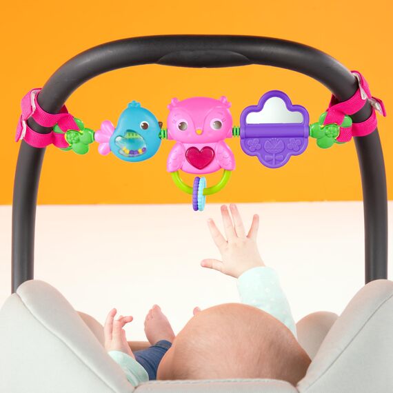 Bright Starts, Kinderwagenkette mit Lichtern und Melodien, Eule und Vogel