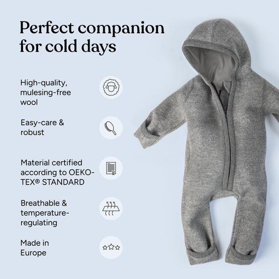 Ehrenkind® WALKOVERALL | Baby Wollwalk-Overalls aus Merino Schurwolle mit Reißverschluss | Walk Wolle Woll-Anzug für Kleinkind und Baby | Altrosa Gr. 86-92