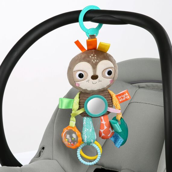 Bright Starts, Spielzeug für Den Kinderwagen, faultier - mit Rassel, Spiegel und Taggie Schlaufen