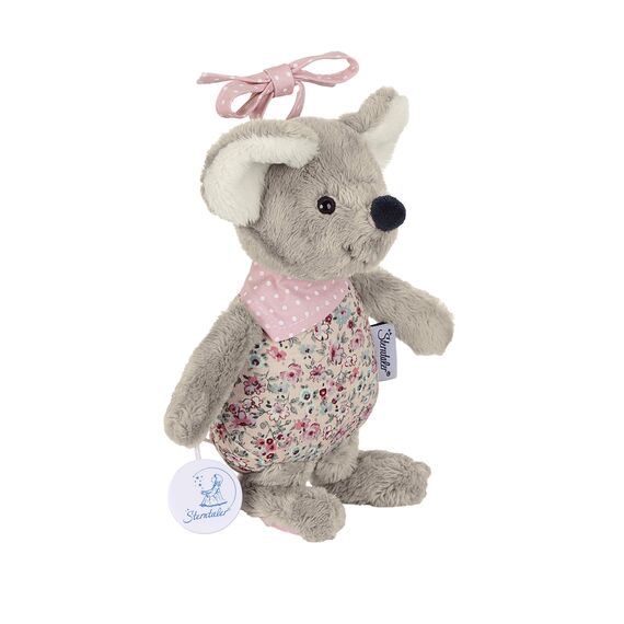 Sterntaler Spieluhr Maus Mabel aus kuscheligem Flausch, Jersey und Polycotton, sanft wiegend mit Zauberflöten-Melodie, Reißverschluss zum Herausnehmen – 25 × 20 × 9 cm, Mehrfarbig