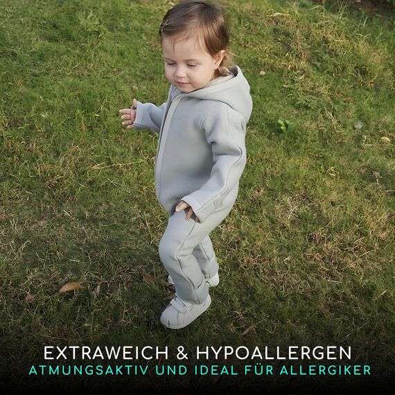 ALAVYA HOME® WALKOVERALL, Baby Wollwalk-Overalls aus Natur 100% Bio-Schurwolle Wollfleece mit Reißverschluss, Walk Woll-Anzug für Kleinkind und Baby - Pastel Grau 86/92