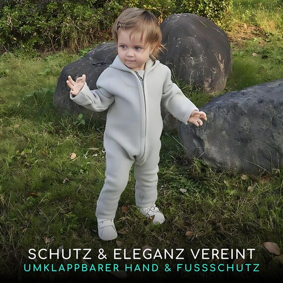 ALAVYA HOME® WALKOVERALL, Baby Wollwalk-Overalls aus Natur 100% Bio-Schurwolle Wollfleece mit Reißverschluss, Walk Woll-Anzug für Kleinkind und Baby - Pastel Grau 86/92