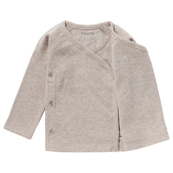 Noppies Unisex Baby U Tee Overlap Ls Rib Nanyuki T Shirt, Taupe Melange - P757, 74 EU