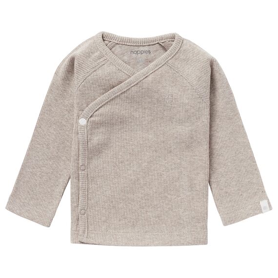Noppies Unisex Baby U Tee Overlap Ls Rib Nanyuki T Shirt, Taupe Melange - P757, 74 EU