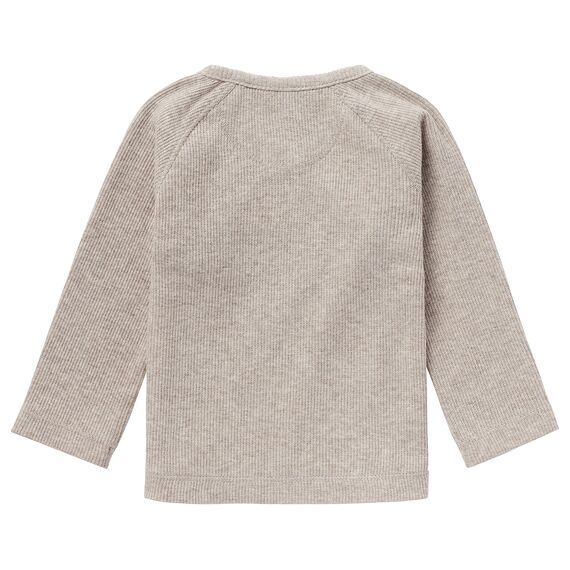 Noppies Unisex Baby U Tee Overlap Ls Rib Nanyuki T Shirt, Taupe Melange - P757, 62 EU