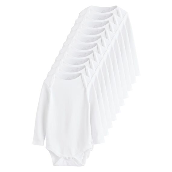 NEXT Baby Langärmelige Bodys, 10er-Pack Weiß 50