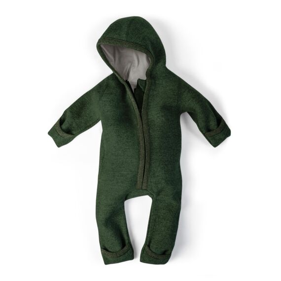 Ehrenkind® WALKOVERALL | Baby Wollwalk-Overalls aus Merino Schurwolle mit Reißverschluss | Walk Wolle Woll-Anzug für Kleinkind und Baby | Waldgrün Gr. 74-80
