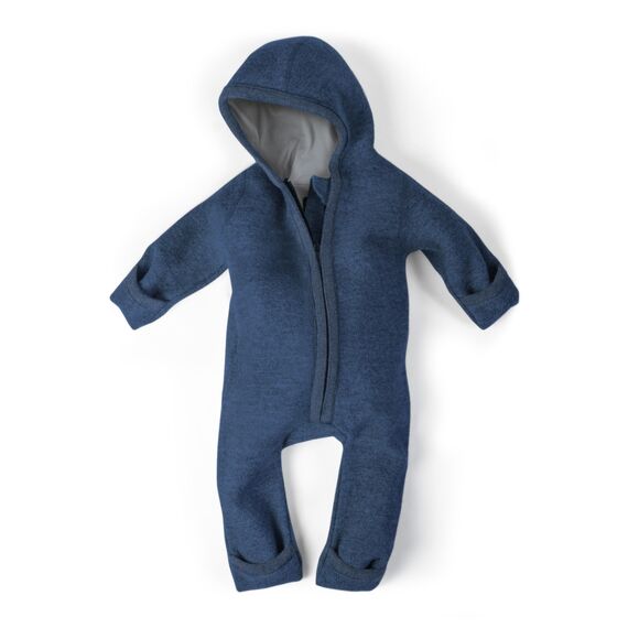 Ehrenkind® WALKOVERALL | Baby Wollwalk-Overalls aus Merino Schurwolle mit Reißverschluss | Walk Wolle Woll-Anzug für Kleinkind und Baby | Jeansblau Gr. 50-56