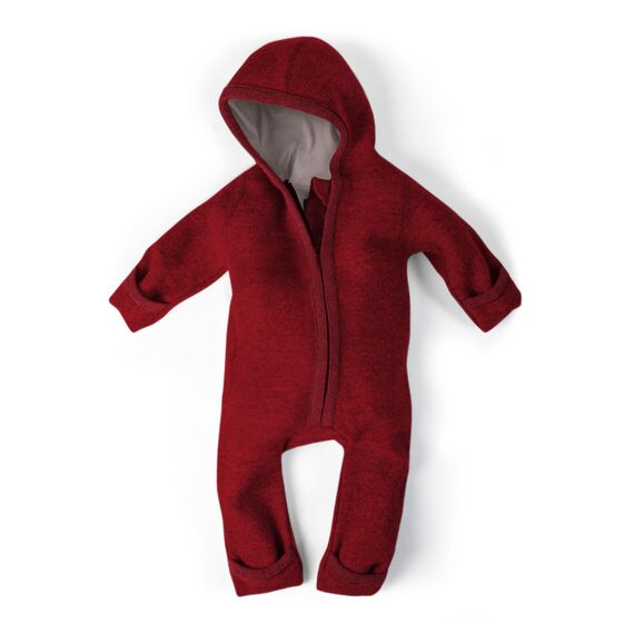 Ehrenkind® WALKOVERALL | Baby Wollwalk-Overalls aus Natur Schurwolle mit Reißverschluss | Walk Wolle Woll-Anzug für Kleinkind und Baby Mohnrot Gr. 62/68