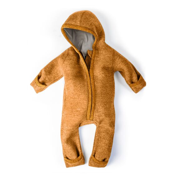 Ehrenkind® WALKOVERALL | Baby Wollwalk-Overalls aus Merino Schurwolle mit Reißverschluss | Walk Wolle Woll-Anzug für Kleinkind und Baby | Safran Gr. 50-56