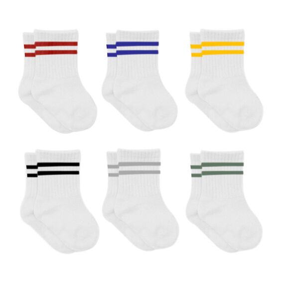 bistyle Baumwolle 6 Paar Baby Socken für Neugeborene Säugling 0-3 Monate bis 2-3 Jahre | Duftend Baby Socken | Jungen Mädchen Kleinkind Socken (as3, age, 6_months, 12_months, Weiß (Gestreift))