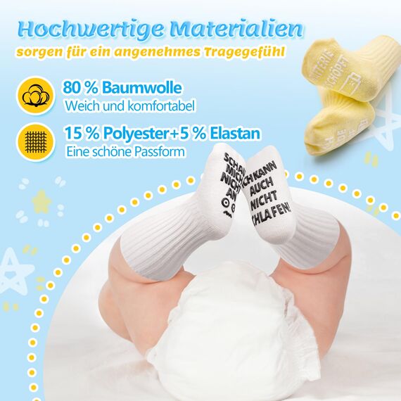 Fettwal 4 Paare Baby Socken 0-12 Monate, Babygeschenke zur Geburt Junge Mädchen, Baby Geschenk Junge Mädchen, Neugeborenen Geschenk, Babyparty Geschenk, Personalisierte Geschenke Babysocken