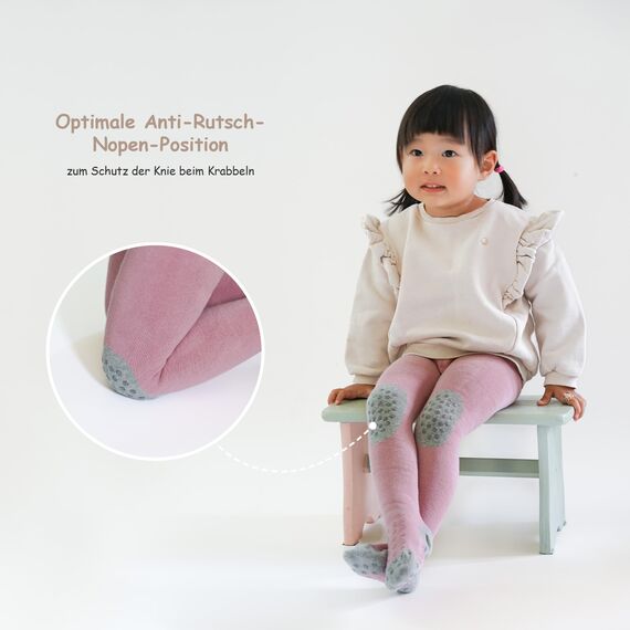 Petinard Label Krabbelstrumpfhose 2er-Pack ABS Sohle für Mädchen, Strumpfhose mit Anti Rutsch Noppen