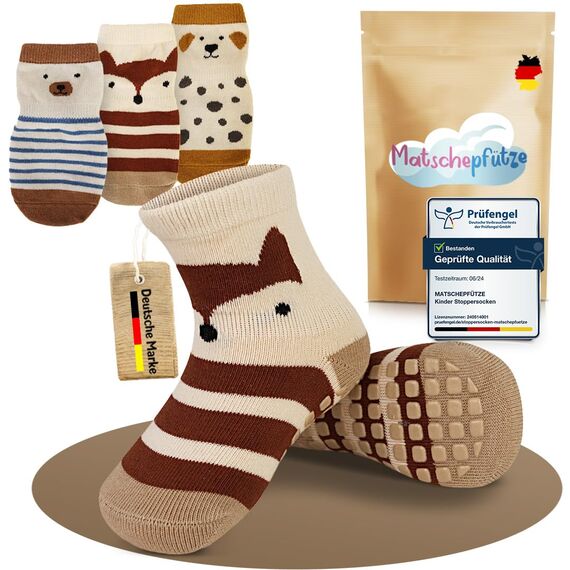 Matschepfuetze Stoppersocken für Babys und Kinder - Baby Antirutschsocken mit ABS-Noppen - Kuschelig warme Krabbelsocken für Mädchen und Jungs Gr. 1-3 Jahre