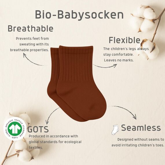 bistyle Baumwolle 6 Paar Baby Socken für Neugeborene Säugling 0-3 Monate bis 2-3 Jahre | Duftend Baby Socken | Jungen Mädchen Kleinkind Socken (as3, age, 12_months, 24_months, Braun)