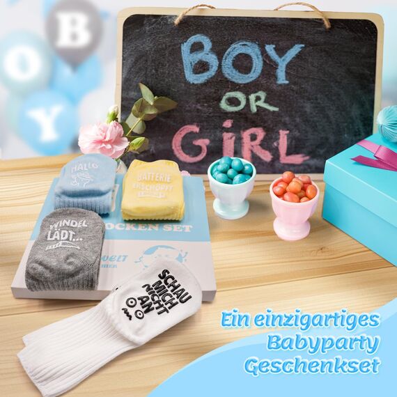 Fettwal 4 Paare Baby Socken 0-12 Monate, Babygeschenke zur Geburt Junge Mädchen, Baby Geschenk Junge Mädchen, Neugeborenen Geschenk, Babyparty Geschenk, Personalisierte Geschenke Babysocken