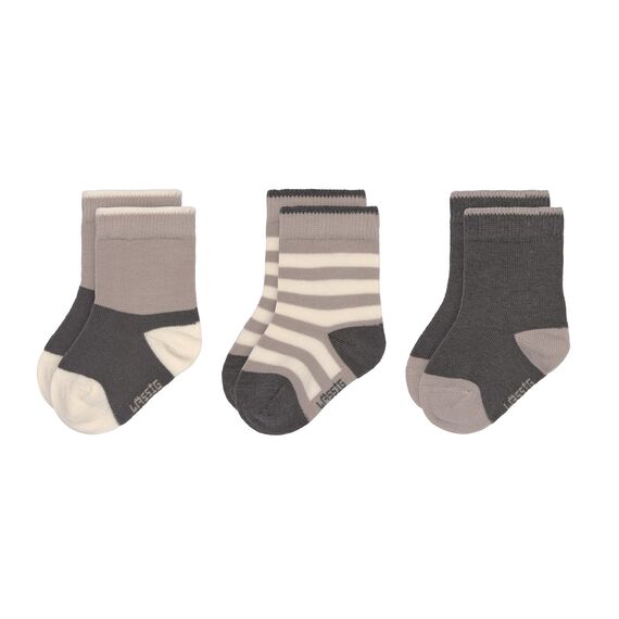 LÄSSIG Unisex Kinder- und Babysocken 3er Set/Anthrazit-Taupe Größe 23-26