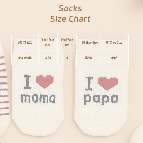Baby Socken 0-3 Monate | Baumwolle Babysocken 0-3 Monate Socken mit Spruch I Love You MAMA & PAPA Neugeborenen Babyparty Geschenke zur Geburt (DE/NL/SE/PL, Alter, 0 Monate, 3 Monate, MAMA und PAPA)