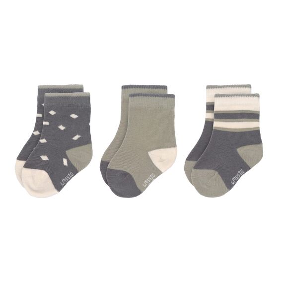 LÄSSIG Unisex Kinder- und Babysocken 3er Set/ Anthracite/Olive Größe 19-22