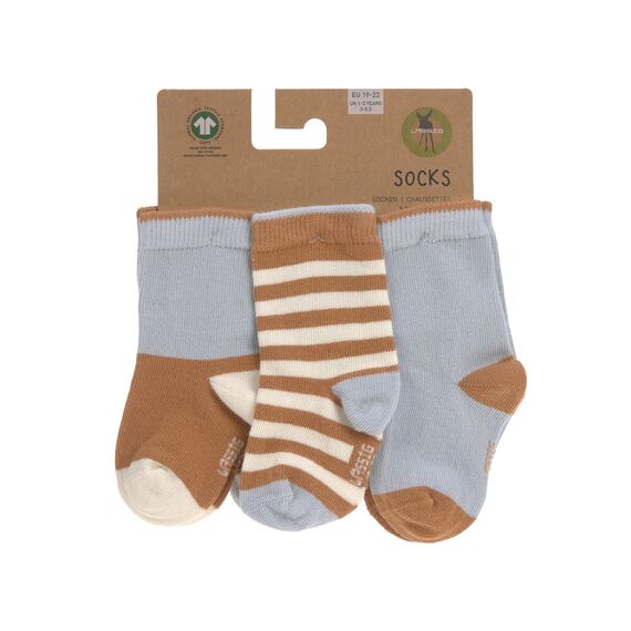 LÄSSIG Unisex Kinder- und Babysocken 3er Set/Hellblau- Karamell Größe 23-26