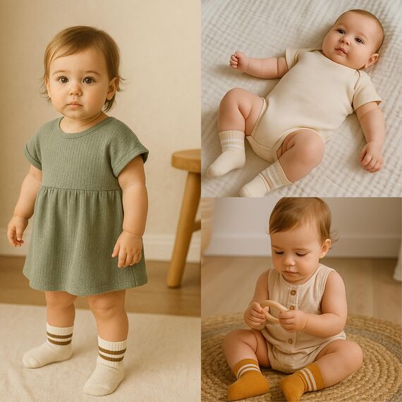 bistyle Baumwolle 6 Paar Baby Socken für Neugeborene Säugling 0-6 Monate bis 3 Jahre | Stopper Nahtlos Socken | Jungen Mädchen Kindersocken (DE/NL/SE/PL, Alter, 6 Monate, 12 Monate, Braun(Gestreift))