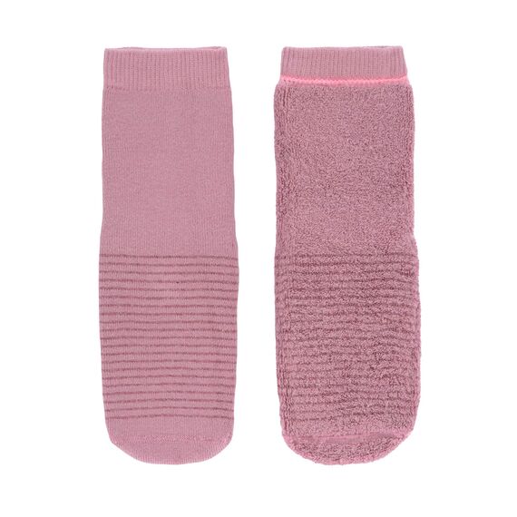 LÄSSIG Unisex Kinder Anti-Rutsch Socken 2er Set/ Rosewood Größe 23-26