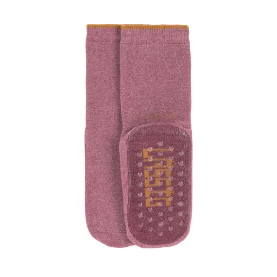 LÄSSIG Unisex Kinder Anti-Rutsch Socken 2er Set/ Rosewood Größe 23-26