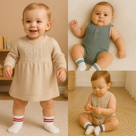 bistyle Baumwolle 6 Paar Baby Socken für Neugeborene Säugling 0-3 Monate bis 2-3 Jahre | Duftend Baby Socken | Jungen Mädchen Kleinkind Socken (as3, age, 6_months, 12_months, Weiß (Gestreift))