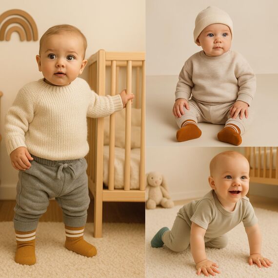 bistyle Baumwolle 6 Paar Baby Socken für Neugeborene Säugling 0-3 Monate bis 2-3 Jahre | Duftend Baby Socken | Jungen Mädchen Kleinkind Socken (as3, age, 6_months, 12_months, Senf (Gestreift))