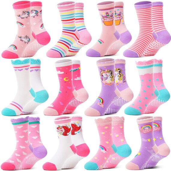 Stoppersocken Kinder Baby Mädchen Lustige Socken Antirutschsocken Kinder Anti Rutsch Rutschfeste Geschenk Baumwolle Socken für Kinder Mädchen Kleinkind einhorn geschenke für mädchen(Regenbogen,30-34)