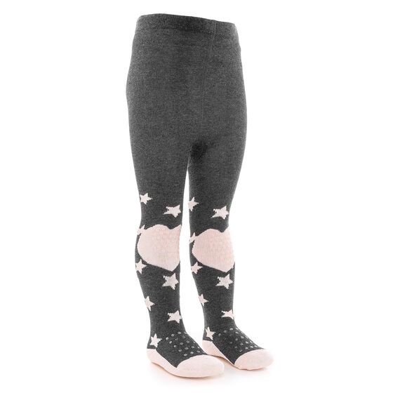 LaLoona Baby Krabbelstrumpfhose mit ABS Sohle - elastische Kinderstrumpfhose mit Anti Rutsch Noppen - OEKO-TEX® Standard 100 geprüft - Sterne/Rosa - 74-80