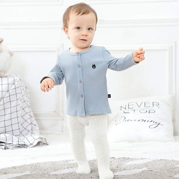 Durio Baby Strumpfhose für Mädchen Baumwolle Kinderstrumpfhose Kinder Strumpfhosen Set Warme Strümpfe Leggings 3 Paar-Weiß Schwarz Hellgrau 2-4 Jahre