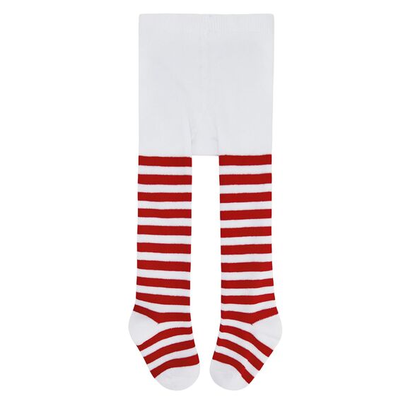 Durio Baby Strumpfhose für Mädchen Baumwolle Kinderstrumpfhose Kinder Strumpfhosen Set Warme Strümpfe Leggings Karneval Rot und Weiß Ringelstrumpfhose Kinder 2-4 Jahre