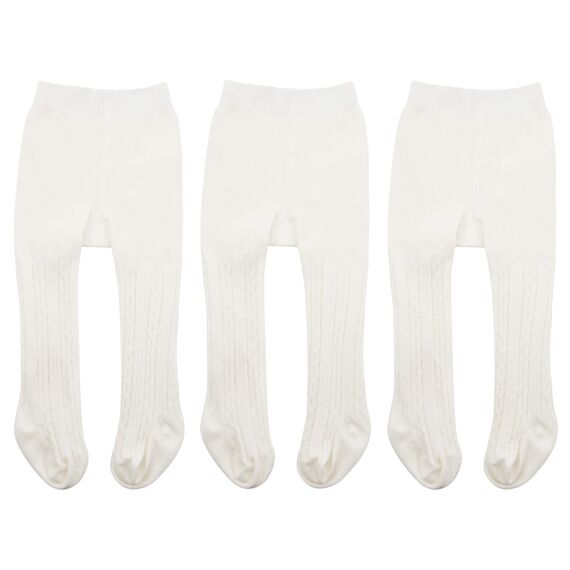 Durio Baby Strumpfhose für Mädchen Baumwolle Kinderstrumpfhose Kinder Strumpfhosen Set Warme Strümpfe Leggings 3 Paar Weiß 12-24 Monate 1-2 Jahre