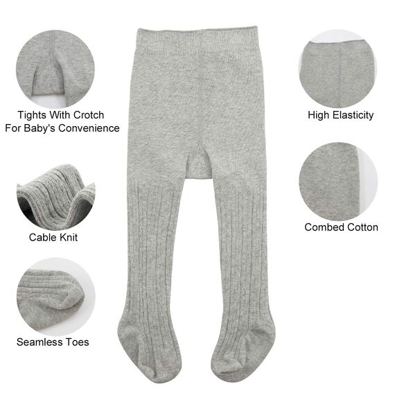 Durio Baby Strumpfhose für Mädchen Baumwolle Kinderstrumpfhose Kinder Strumpfhosen Set Warme Strümpfe Leggings 4 Paar-Weiß Schwarz Hellgrau Lila 0-6 Monate