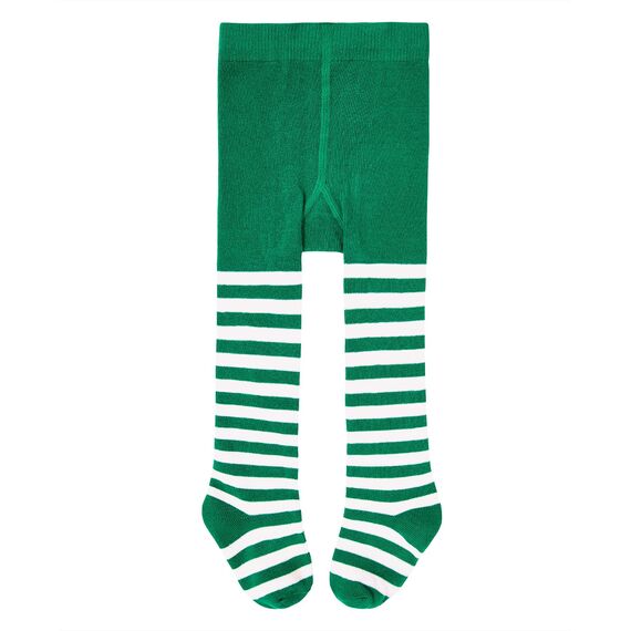 Durio Baby Strumpfhose für Mädchen Baumwolle Kinderstrumpfhose Kinder Strumpfhosen Set Warme Strümpfe Leggings Ringelstrumpfhose Kinder Weihnachtstag Grün und Weiß 2-4 Jahre