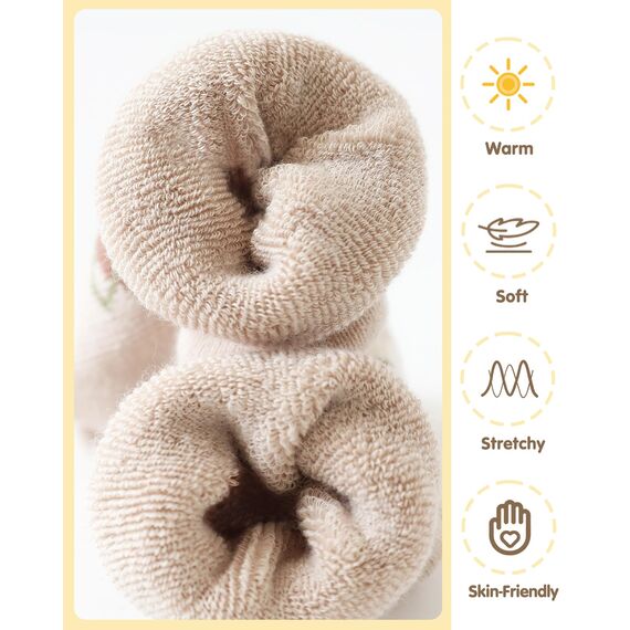 Adorel Baby Stoppersocken Gefüttert Baumwolle Winter ABS Socken 5er-Pack Natur 1-3 Jahre (Herstellergröße M)