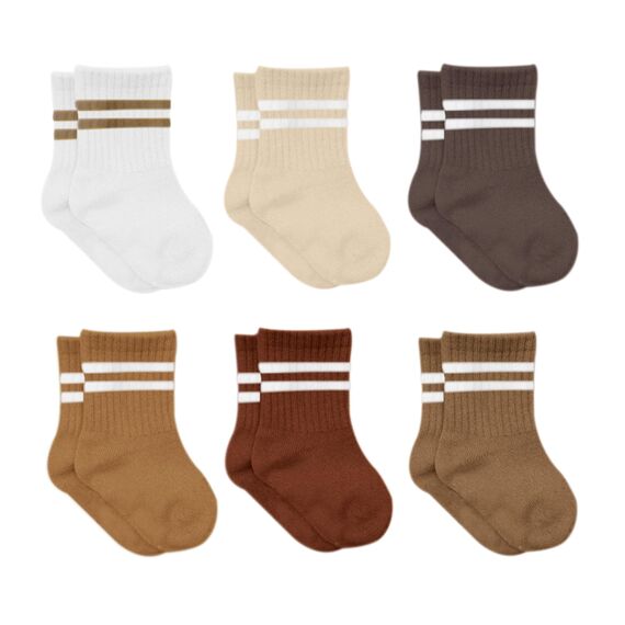 bistyle Baumwolle 6 Paar Baby Socken für Neugeborene Säugling 0-6 Monate bis 3 Jahre | Stopper Nahtlos Socken | Jungen Mädchen Kindersocken (DE/NL/SE/PL, Alter, 2 Jahre, 3 Jahre, Braun(Gestreift))