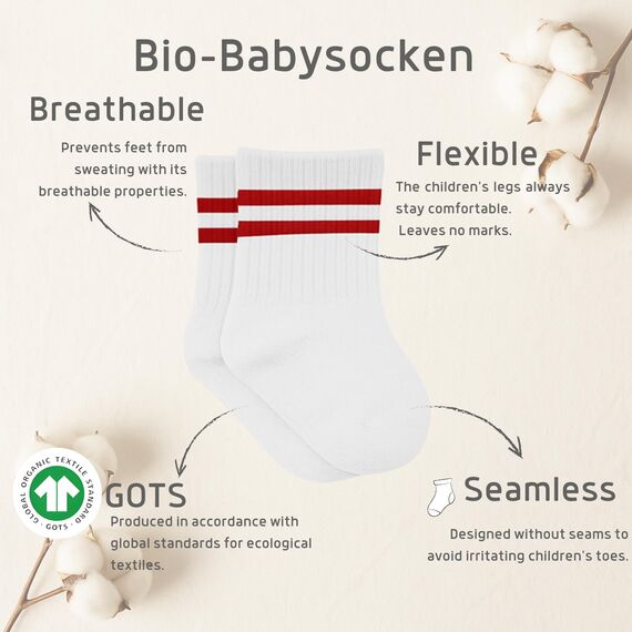 bistyle Baumwolle 6 Paar Baby Socken für Neugeborene Säugling 0-3 Monate bis 2-3 Jahre | Duftend Baby Socken | Jungen Mädchen Kleinkind Socken (as3, age, 12_months, 24_months, Weiß (Gestreift))