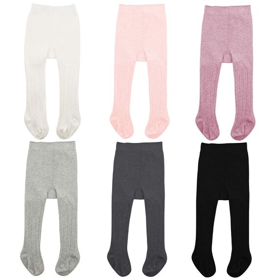 Durio Baby Strumpfhose für Mädchen Baumwolle Kinderstrumpfhose Kinder Strumpfhosen Set Warme Strümpfe Leggings 3 Paar-Weiß Hellpink Hellgrau 6-12 Monate