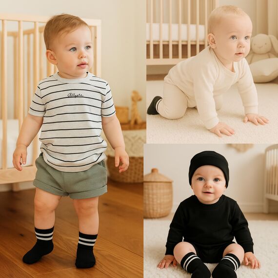 bistyle Baumwolle 6 Paar Baby Socken für Neugeborene Säugling 0-3 Monate bis 2-3 Jahre | Duftend Baby Socken | Jungen Mädchen Kleinkind Socken (as3, age, 2_years, 3_years, Schwarz (Gestreift))