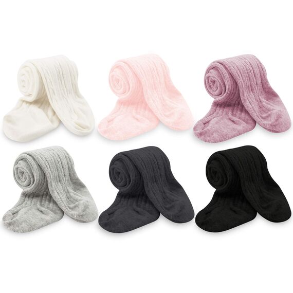 Durio Baby Strumpfhose für Mädchen Baumwolle Kinderstrumpfhose Kinder Strumpfhosen Set Warme Strümpfe Leggings 5 Paar-Weiß Schwarz Hellpink Hellgrau Lila 1-2 Jahre