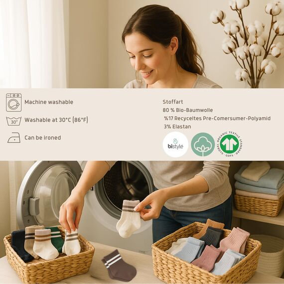 bistyle Baumwolle 6 Paar Baby Socken für Neugeborene Säugling 0-3 Monate bis 2-3 Jahre | Duftend Baby Socken | Jungen Mädchen Kleinkind Socken (as3, age, 12_months, 24_months, Weiß (Gestreift))