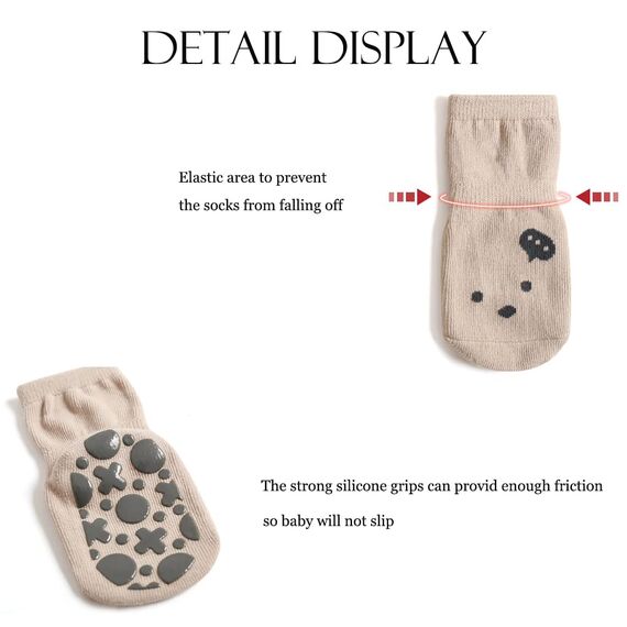 Exemaba Rutschfeste Socken für Baby Mädchen Jungen 5 Paar Kinder Anti Rutsch Socken Sportsocken Stoppersocken(3-5 Jahre, C 5 Farben)