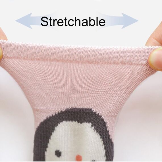 Exemaba Baby Antirutsch Socken 5 Paar Kleinkinder Tiermotive ABS Rutschfeste Sneaker Socken(Rosa Affe,M/1-3Y)