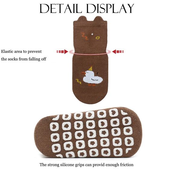 Exemaba Rutschfeste Socken für Baby Mädchen Jungen 5 Paar Kinder Anti Rutsch Socken Sportsocken Stoppersocken(L/3-5 Jahre, F 5 Farben)